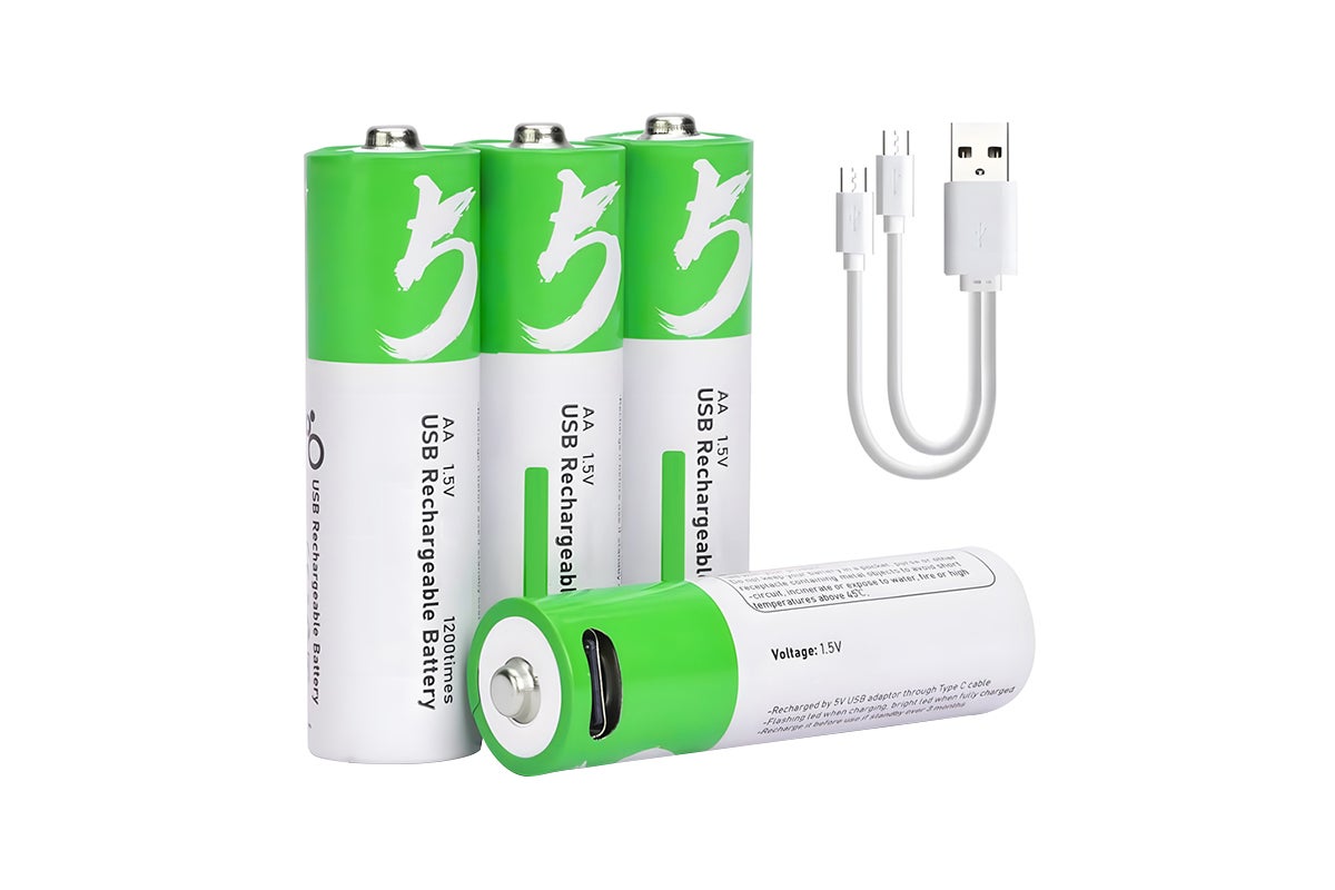 Rechargeable Lithium-Ion AA Batteries (4 Pack)