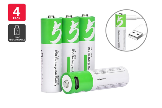 Rechargeable Lithium-Ion AA Batteries - 4 Pack