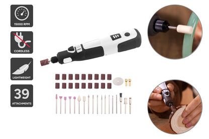 Mini Cordless Rotary Tool Kit - Sand, Grind, Polish & More