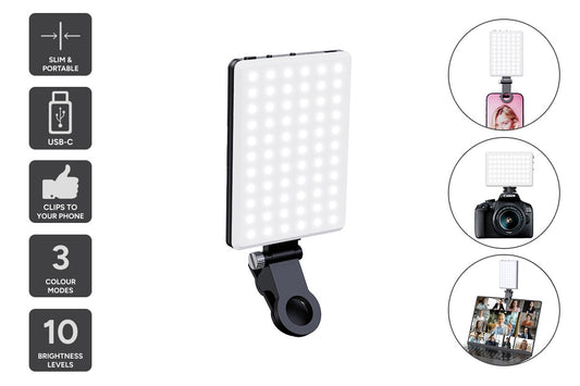 Portable 60 LED Rechargeable Selfie Light with Clip