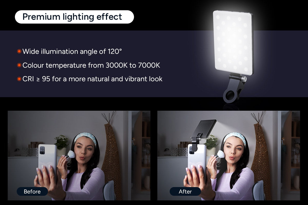 Portable 60 LED Rechargeable Selfie Light with Clip