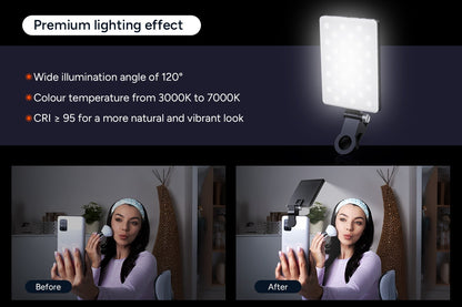 Portable 60 LED Rechargeable Selfie Light with Clip