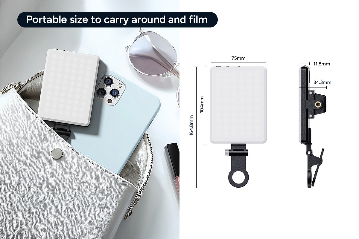 Portable 60 LED Rechargeable Selfie Light with Clip