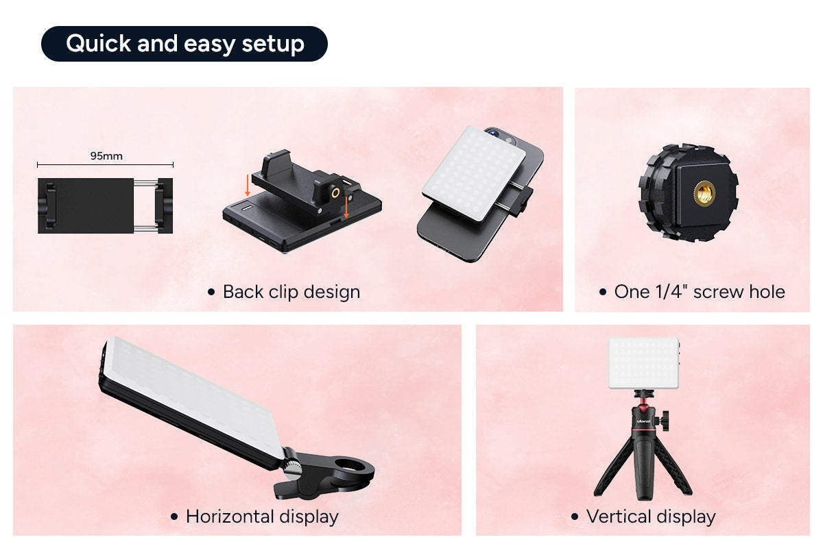 Portable 60 LED Rechargeable Selfie Light with Clip