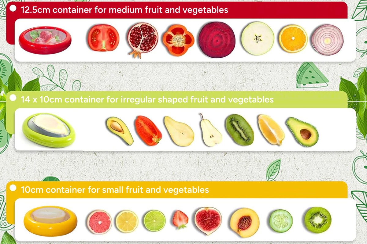 Set of 8 Silicone Fruit and Vegetable Storage Containers