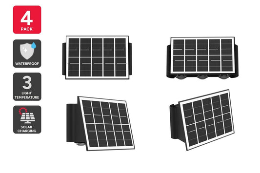 Solar Square Outdoor Wall Lights (4 Pack)