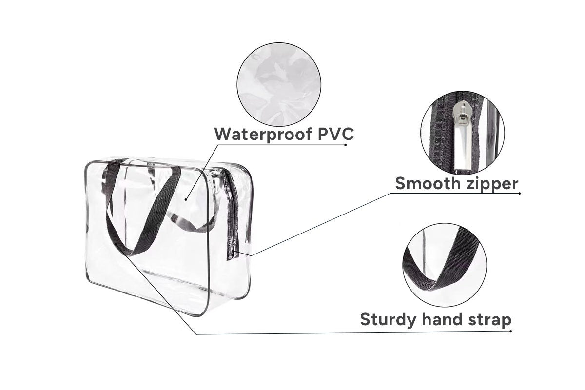 Clear PVC Waterproof Storage Bags with Zipper (6 Pack)