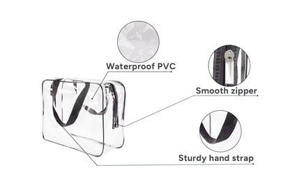 Clear PVC Waterproof Storage Bags with Zipper (6 Pack)