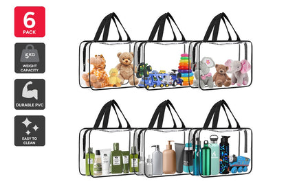 Clear PVC Waterproof Storage Bags with Zipper (6 Pack)