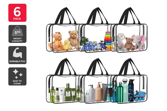 Clear PVC Waterproof Storage Bags with Zipper (6 Pack)