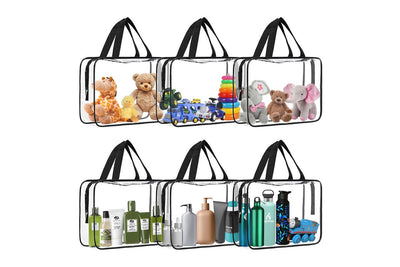 Clear PVC Waterproof Storage Bags with Zipper - 6 Pack