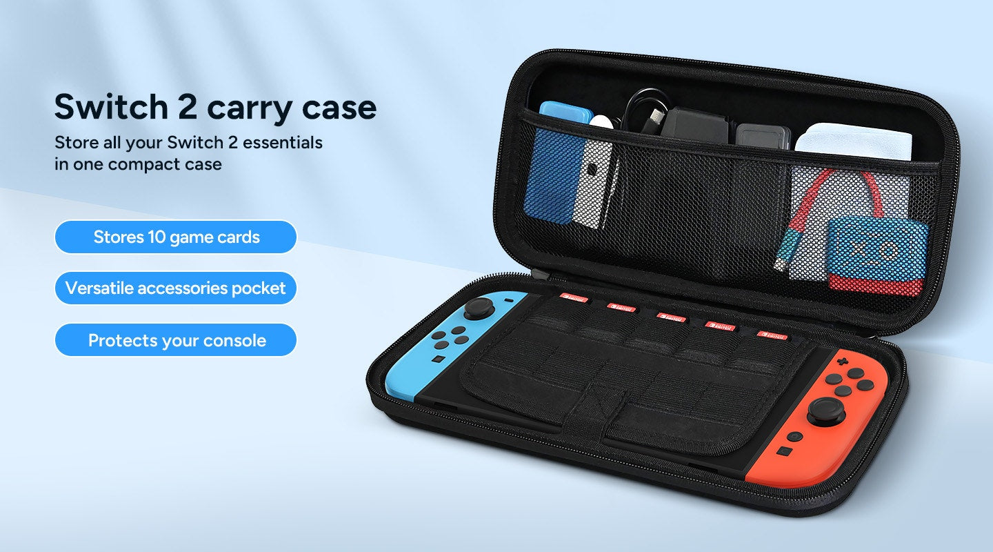 Waterproof Carry Case for Nintendo Switch 2 with 10 Game Card Slots