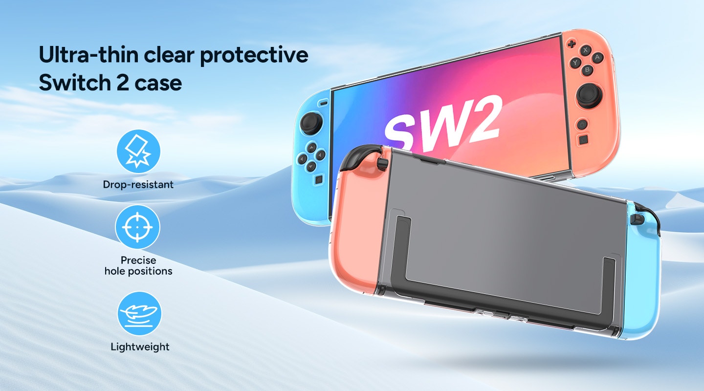 Protection Kit for Nintendo Switch 2 (Tempered Glass Screen Protector and Clear Case)