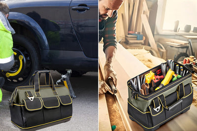 Heavy Duty 410mm Hard Base Tool Bag 16 Pocket Waterproof Base