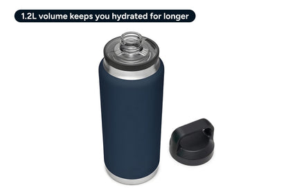 1.2L Stainless Steel Insulated Water Bottle with Chug Cap (Navy)