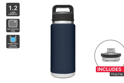 1.2L Stainless Steel Insulated Water Bottle with Chug Cap (Navy)