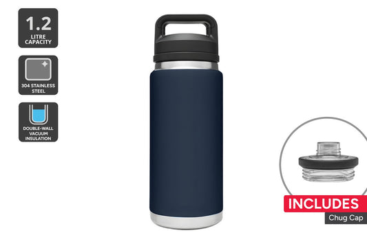 1.2L Stainless Steel Insulated Water Bottle with Chug Cap (Navy)