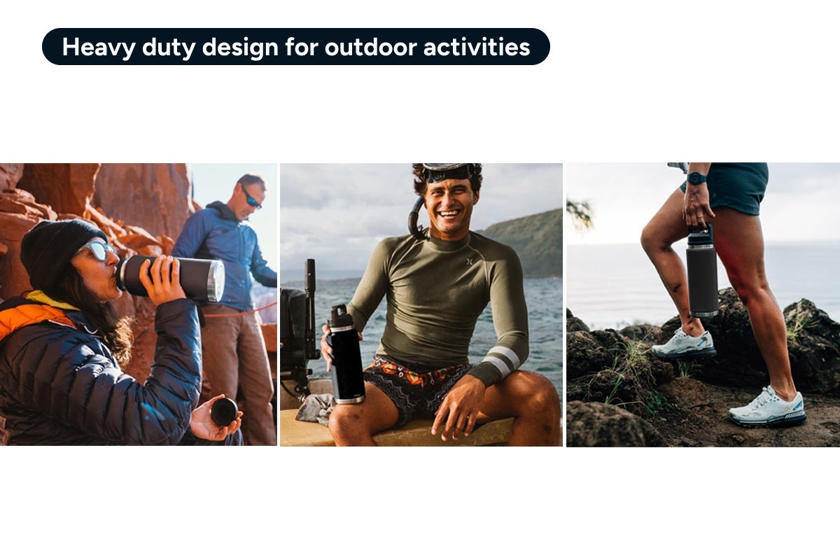 1.2L Stainless Steel Insulated Water Bottle with Chug Cap (Black)