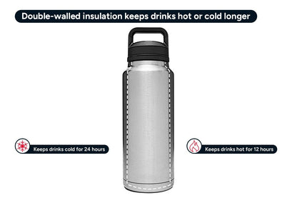 1.2L Stainless Steel Insulated Water Bottle with Chug Cap (White)