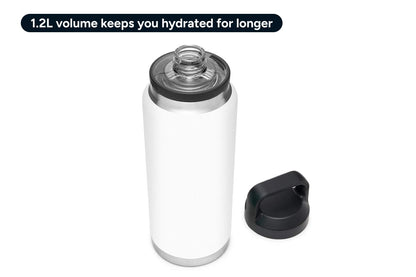 1.2L Stainless Steel Insulated Water Bottle with Chug Cap (White)