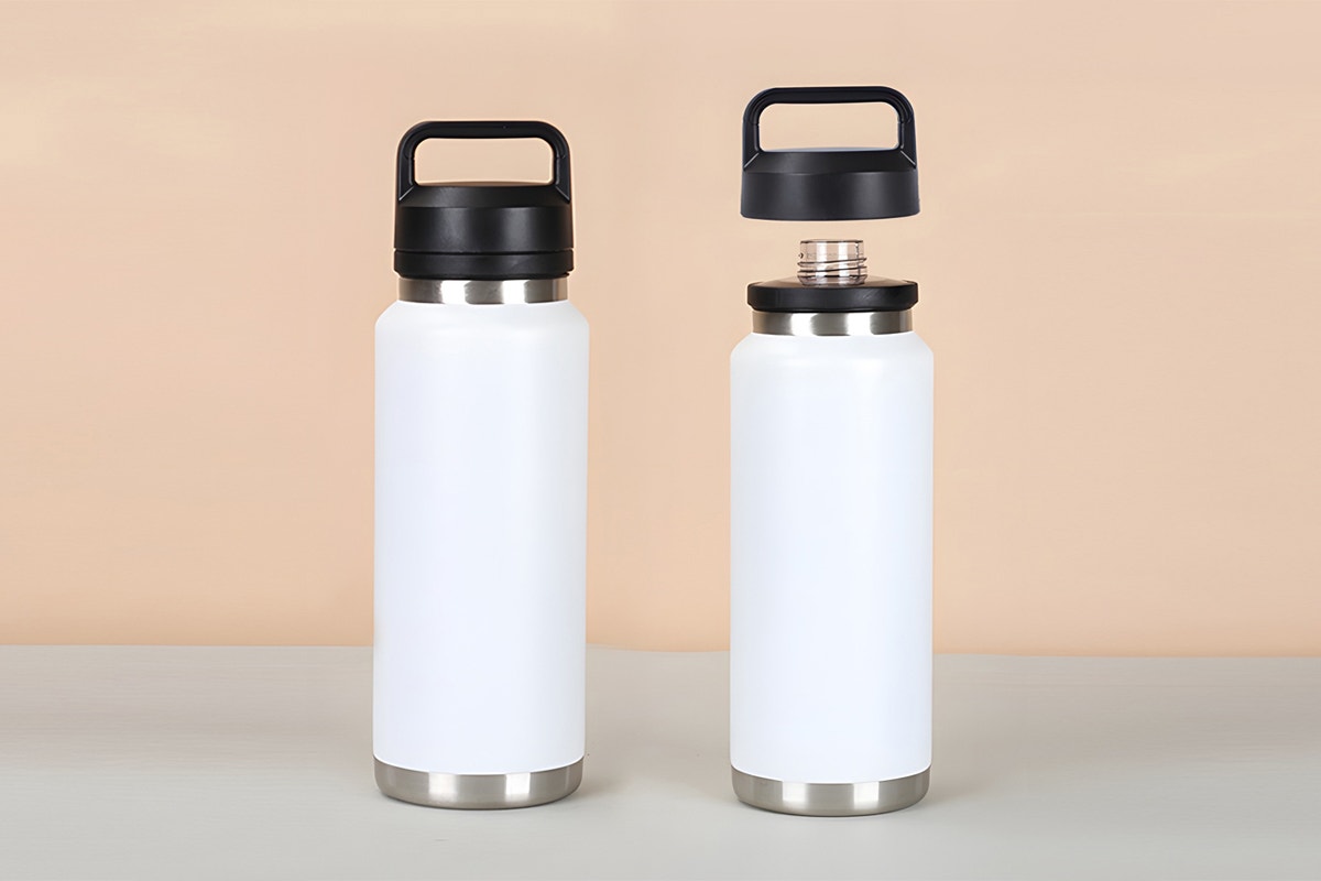 1.2L Stainless Steel Insulated Water Bottle with Chug Cap (White)