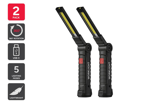 360° Foldable Rechargeable Magnetic LED Work Light (2 Pack)