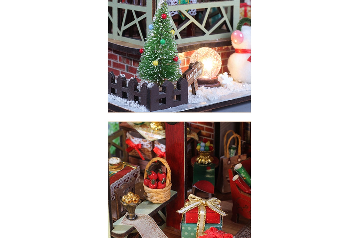DIY Miniature Christmas Lodge Kit with Music Box