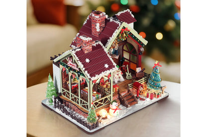 DIY Miniature Christmas Lodge Kit with Music Box
