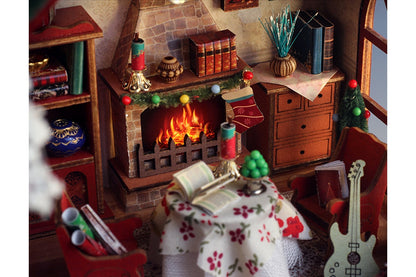 DIY Miniature Christmas Lodge Kit with Music Box