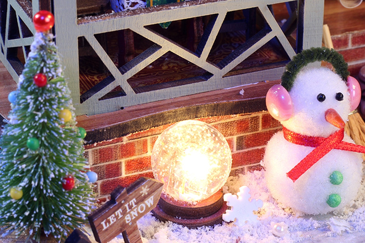 DIY Miniature Christmas Lodge Kit with Music Box