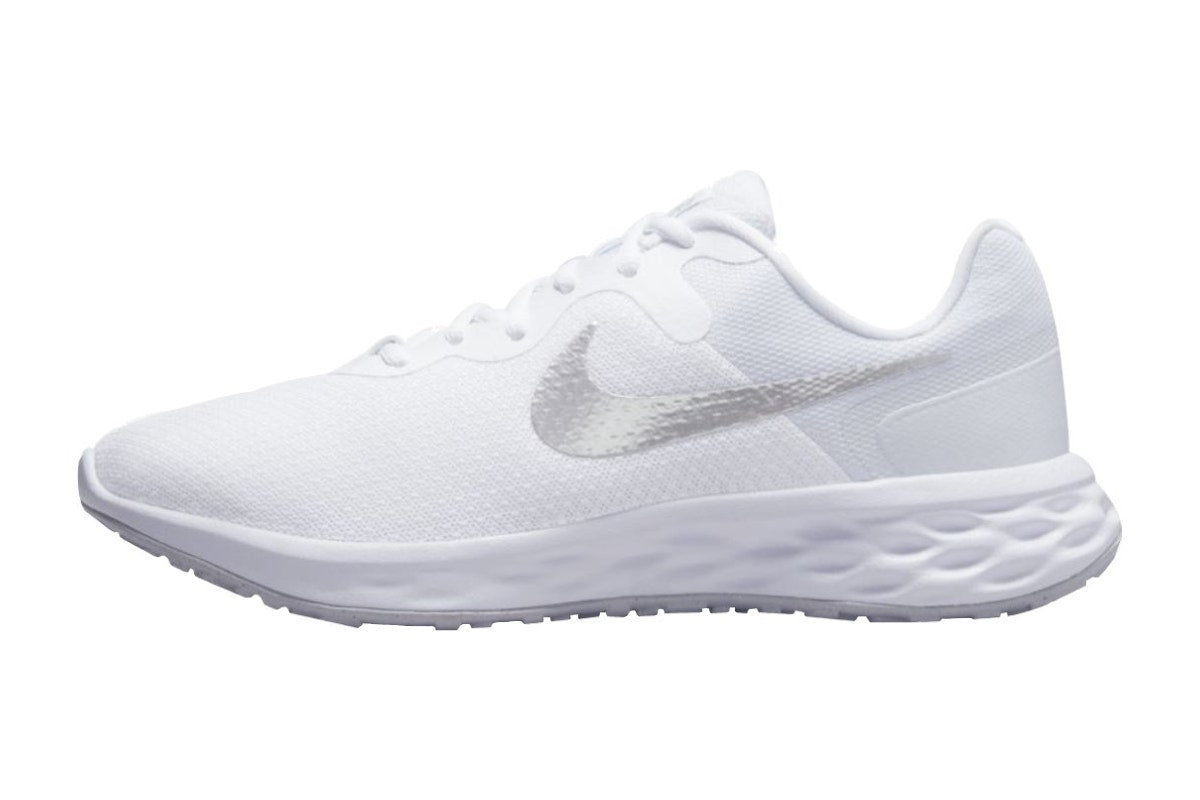 Nike Women's Revolution 6 Running Shoes - White/Metallic Silver/Pure Platinum; Size 7.5 US