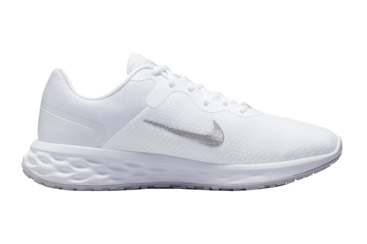 Nike Women's Revolution 6 Running Shoes - White/Metallic Silver/Pure Platinum; Size 7.5 US