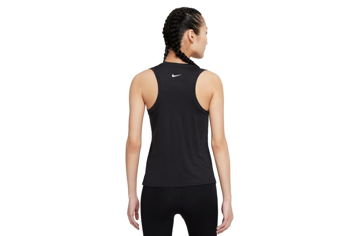 Nike Women's Dri FIT Swoosh Run Tank (Black/Reflective Silver, Size L)