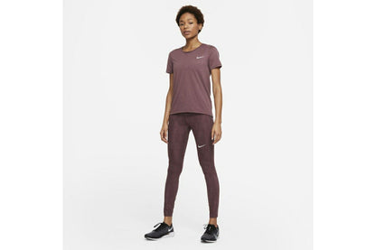 Nike Women's Dri-FIT Run Short Sleeve Top (Dark Wine/Black/Reflective Silver, Size S)