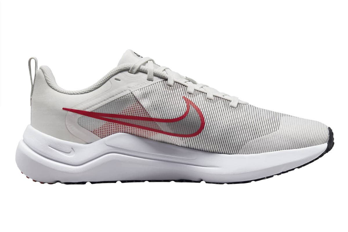 Nike Men's Downshifter 12 Road Running Shoes (Platinum Tint/White/Light Crimson; Size 9.5 US)