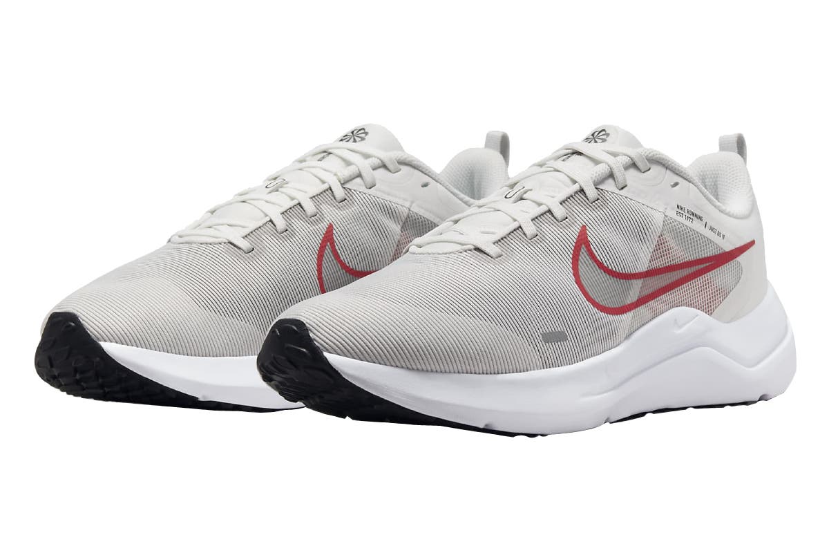 Nike Men's Downshifter 12 Road Running Shoes (Platinum Tint/White/Light Crimson; Size 9.5 US)