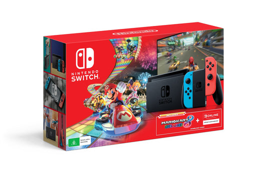 Nintendo Switch Console (Neon) + Mario Kart 8 Deluxe & 3 Months Switch Online