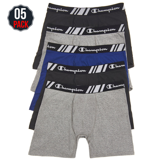 Champion Men's Boxer 5 Pack Charcoal Black Large