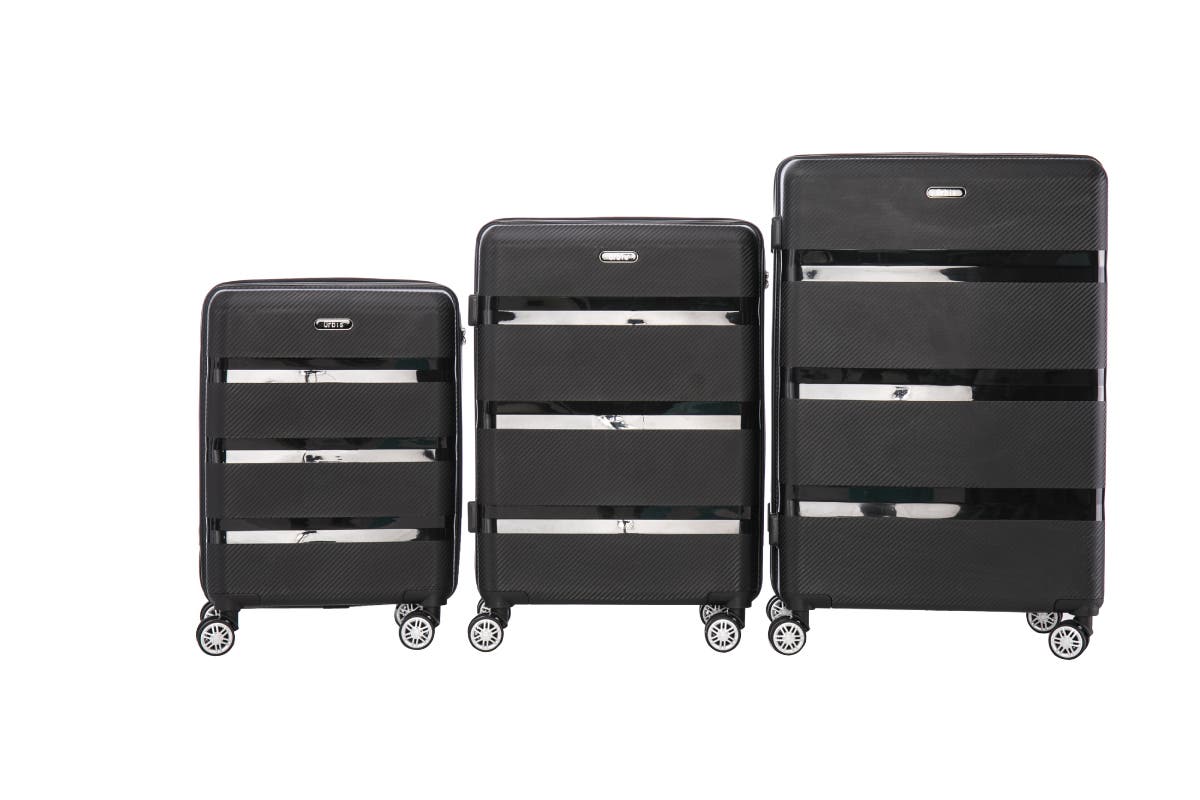 Orbis 3 Piece Java Spinner Luggage Suitcase Set (Black)