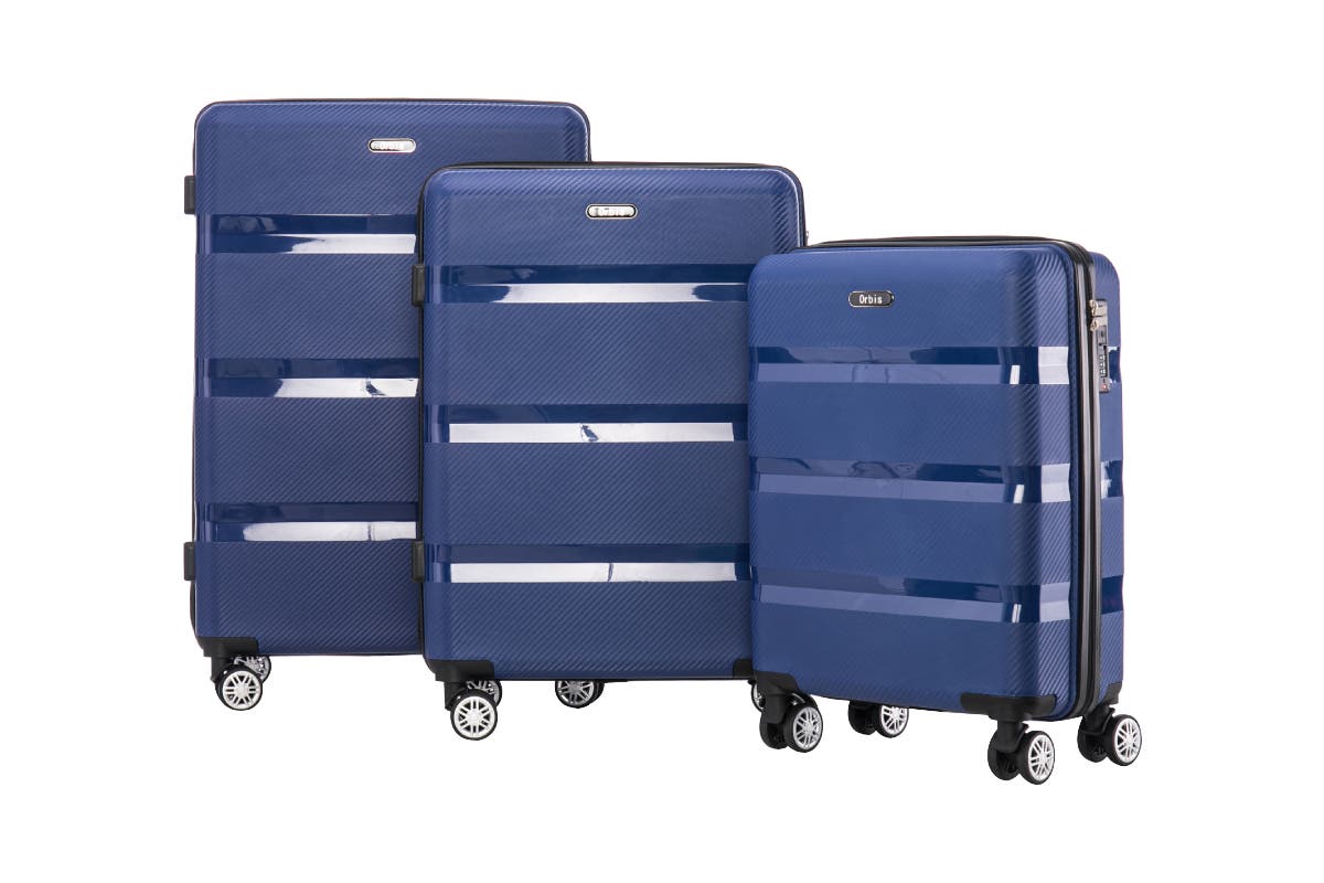 Orbis 3 Piece Java Spinner Luggage Suitcase Set (Navy)