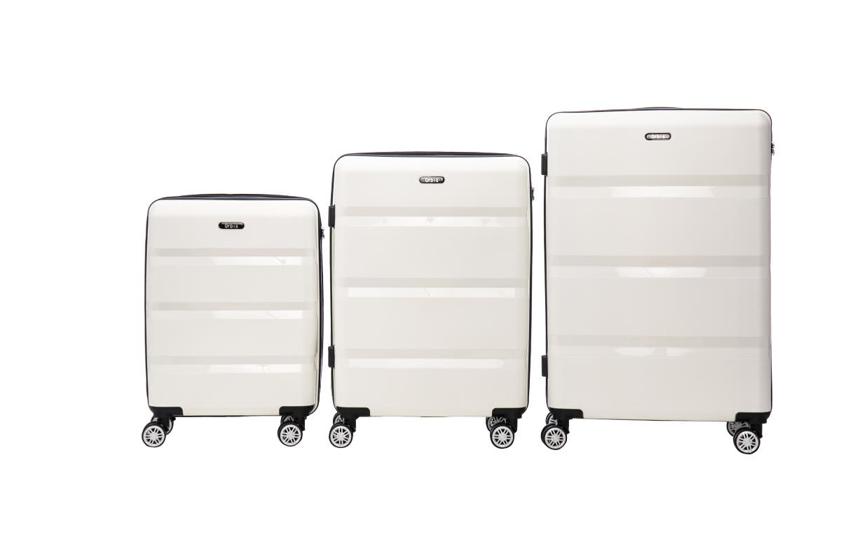 Orbis 3 Piece Java Spinner Luggage Suitcase Set (White)