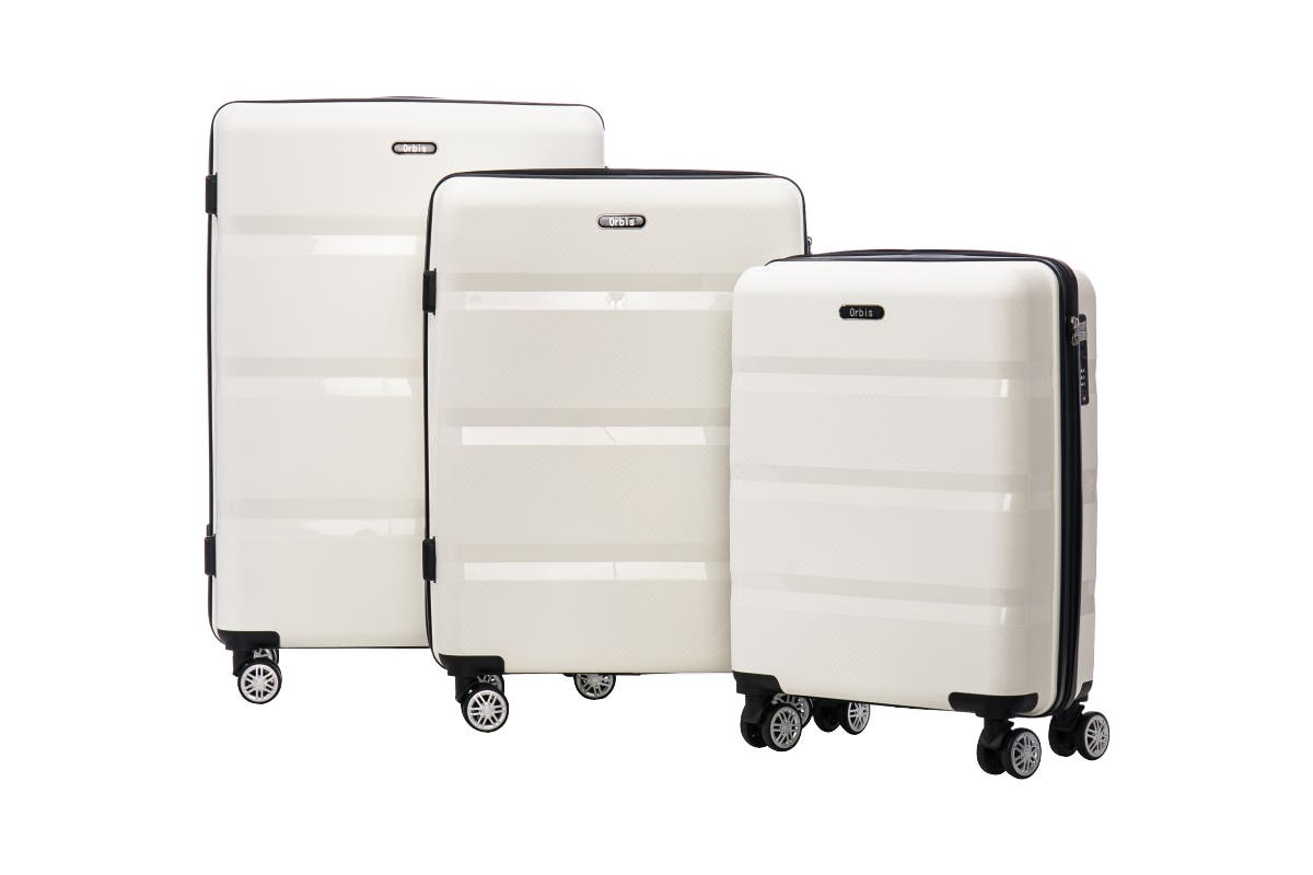 Orbis 3 Piece Java Spinner Luggage Suitcase Set (White)