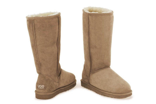 Outback UGG Unisex Premium Double Face Sheepskin Long Classic Boot (Chestnut, Size 7M/8W US)