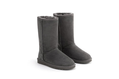 Outback UGG Unisex Premium Double Face Sheepskin Long Classic Boots (Grey)