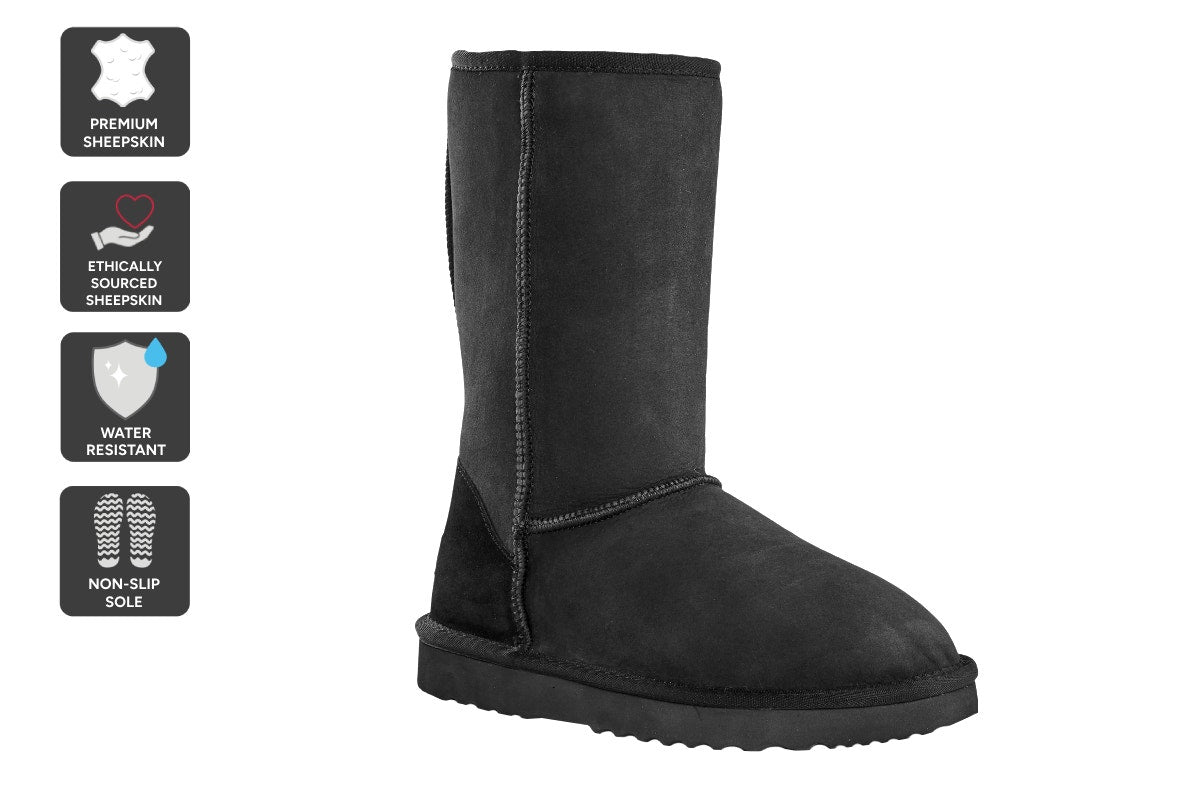 UGG Outback Premium Australian Sheepskin Long Classic Boot (Black, Size 12M/13W US)