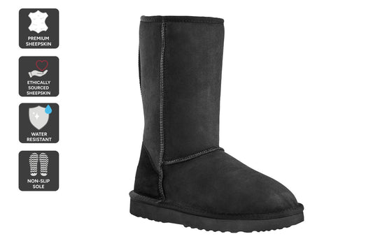 UGG Outback Premium Australian Sheepskin Long Classic Boot (Black, Size 12M/13W US)