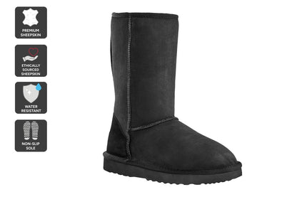 UGG Outback Premium Double Face Sheepskin Long Classic Boot  - Black; Size 12M/13W US)