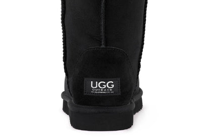 Outback UGG Unisex Premium Double Face Sheepskin Long Classic Boots (Black)