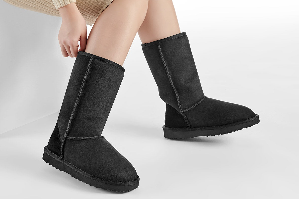 UGG Outback Premium Australian Sheepskin Long Classic Boot (Black, Size 12M/13W US)