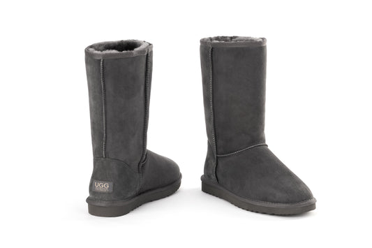 Outback UGG Unisex Premium Double Face Sheepskin Long Classic Boot (Grey, Size 4M/5W US)